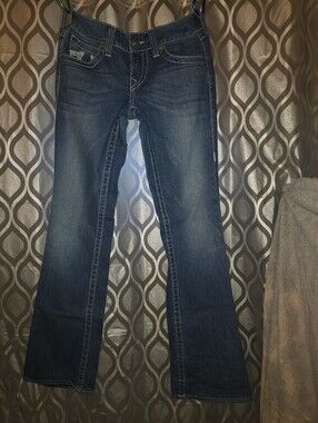 True Religion Women's Dark Blue Wide Leg Jeans